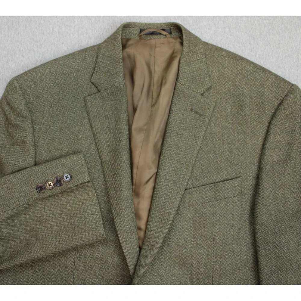 Lauren‎ Ralph Lauren Blazer 40R Herringbone 100% Wool Sports Jacket Elbow Patch